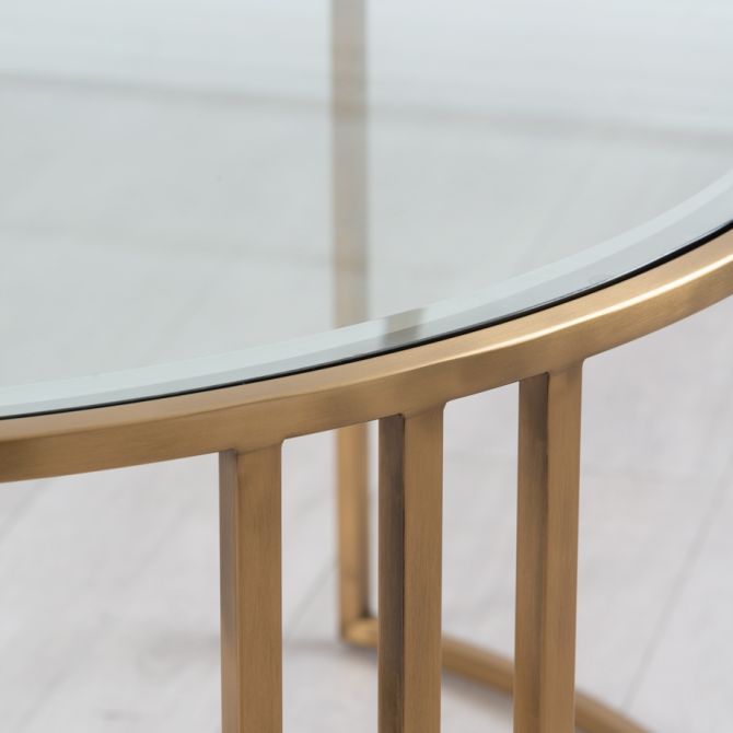 Runde Glas-Top-Zentrumstische mit Aufbewahrung 5