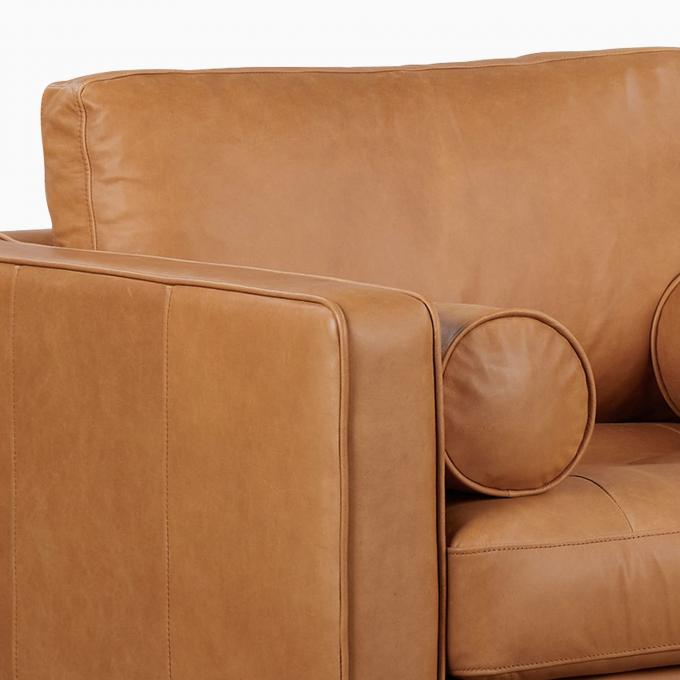 Moderne Samt-Arm-Leder-Sessel-Loungestuhl mit osmanischem Hocker 1