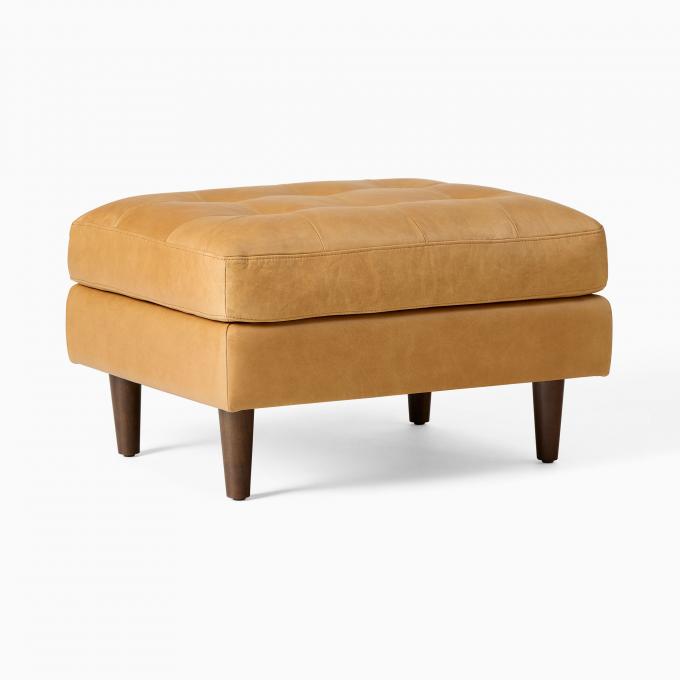 Moderne Samt-Arm-Leder-Sessel-Loungestuhl mit osmanischem Hocker 2