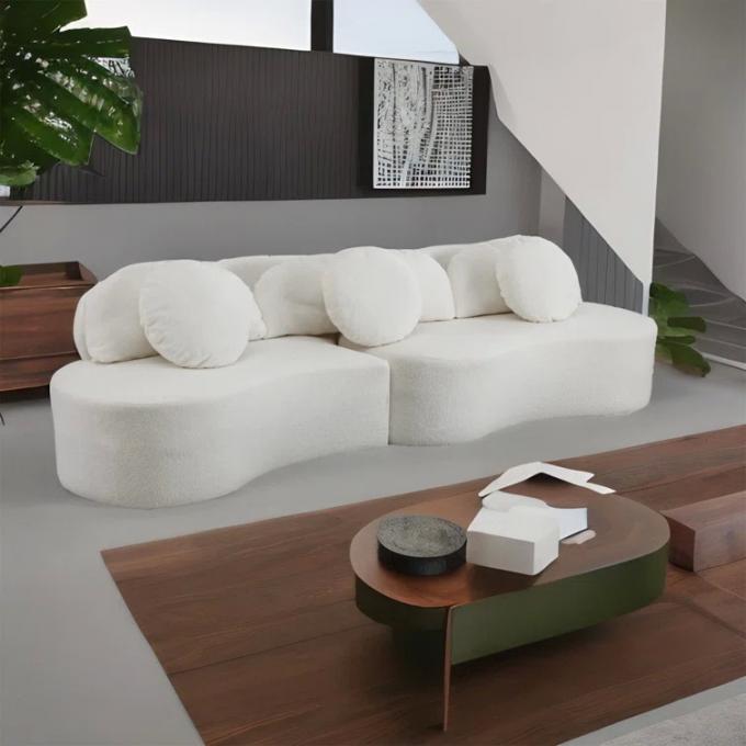 Maßgeschneiderte Schleife Stoff Sofa Weiß Stoff Couch Set Zuhause Luxus 3