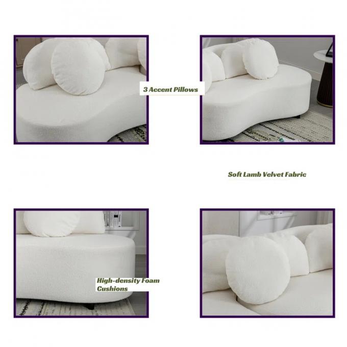 Maßgeschneiderte Schleife Stoff Sofa Weiß Stoff Couch Set Zuhause Luxus 4