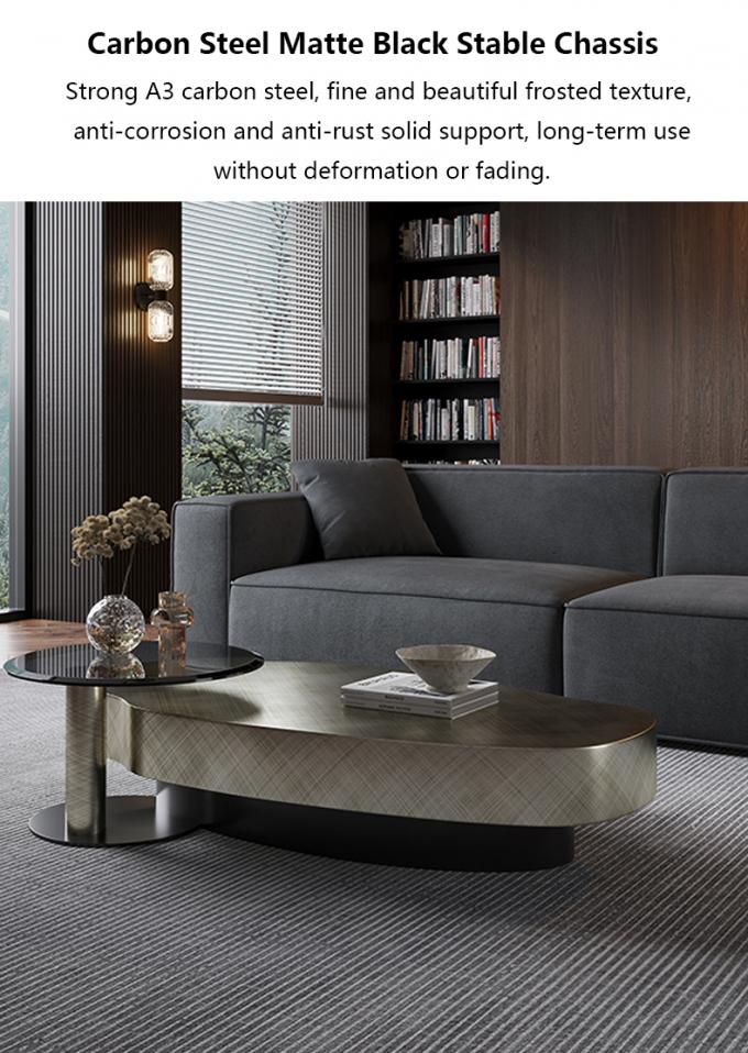 OEM Edelstahl zeitgenössischer runder Couchtisch mit Metallbasis 6