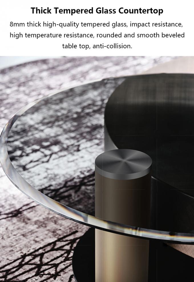 OEM Edelstahl zeitgenössischer runder Couchtisch mit Metallbasis 7