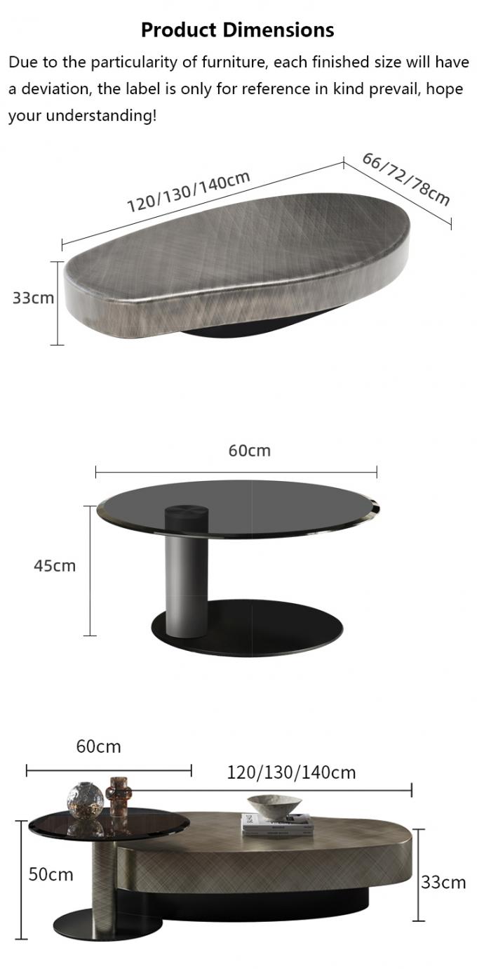 OEM Edelstahl zeitgenössischer runder Couchtisch mit Metallbasis 8