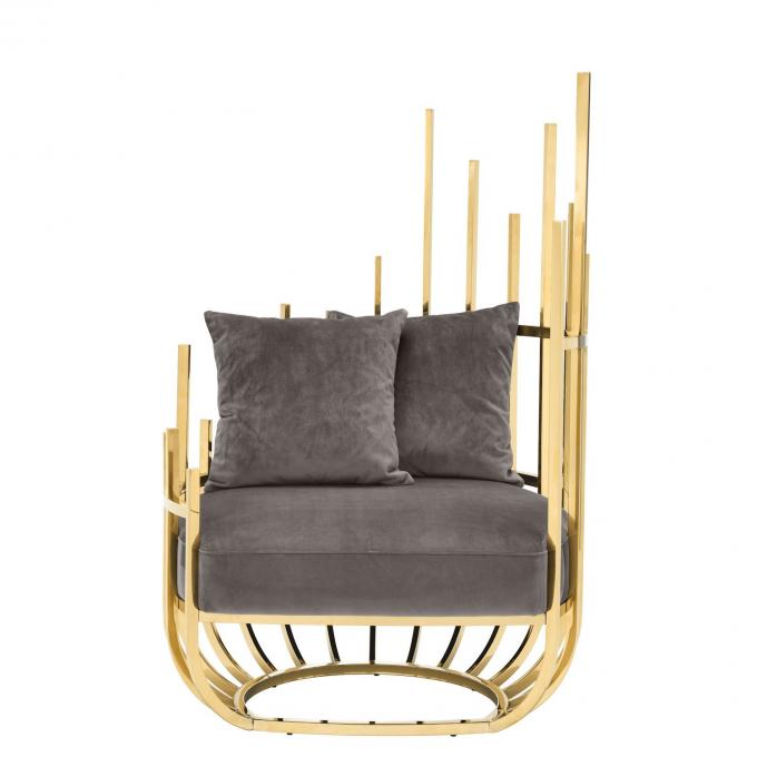 Eichholtz Santorini Samt Single Sofa Stuhl Sitz mit Edelstahlrahmen und Beinen 0
