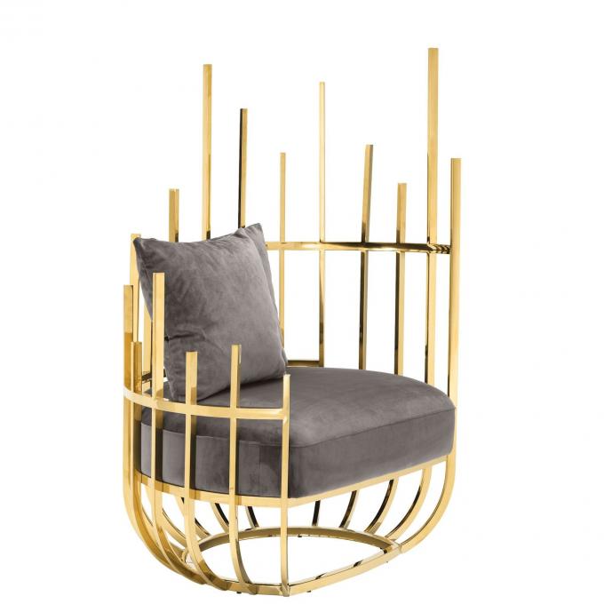 Eichholtz Santorini Samt Single Sofa Stuhl Sitz mit Edelstahlrahmen und Beinen 2