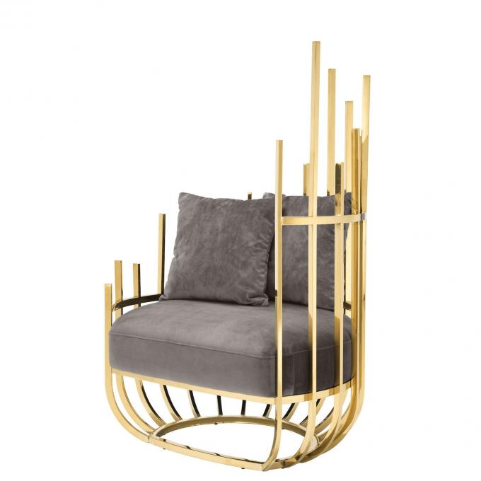 Eichholtz Santorini Samt Single Sofa Stuhl Sitz mit Edelstahlrahmen und Beinen 1