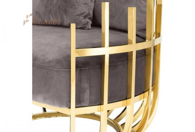 Eichholtz Santorini Samt Single Sofa Stuhl Sitz mit Edelstahlrahmen und Beinen 5