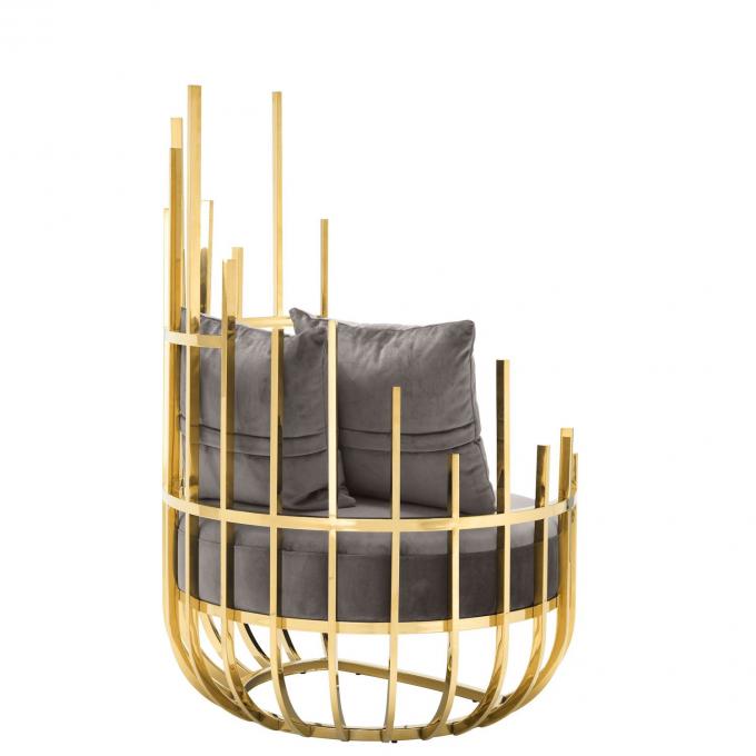 Eichholtz Santorini Samt Single Sofa Stuhl Sitz mit Edelstahlrahmen und Beinen 3