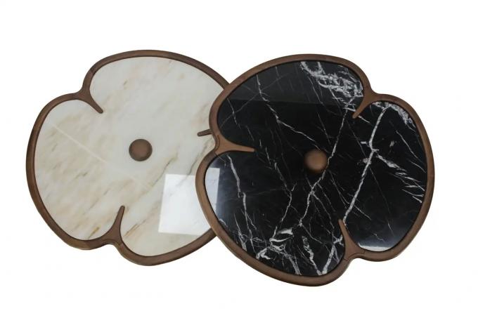 Holz runden Marmor Mitte Tisch Für Wohnzimmer Kleeblatt Design 3