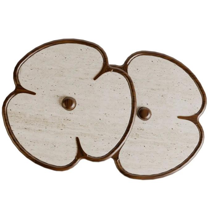 Holz runden Marmor Mitte Tisch Für Wohnzimmer Kleeblatt Design 6