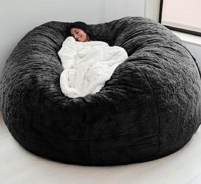 Außen 7Ft Riesen Bohnen Tasche Lounge Chair Weiches False Pelz Stoff EPS Füllung 4