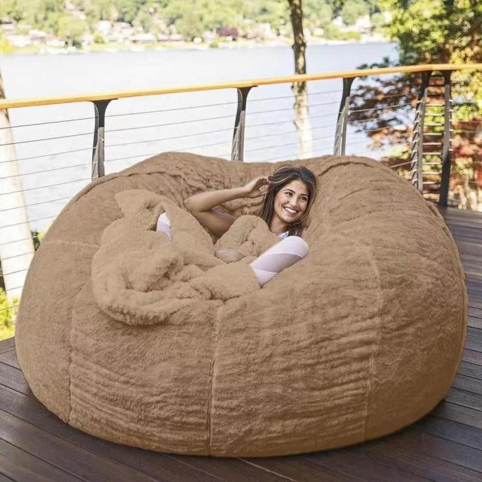 Außen 7Ft Riesen Bohnen Tasche Lounge Chair Weiches False Pelz Stoff EPS Füllung 10