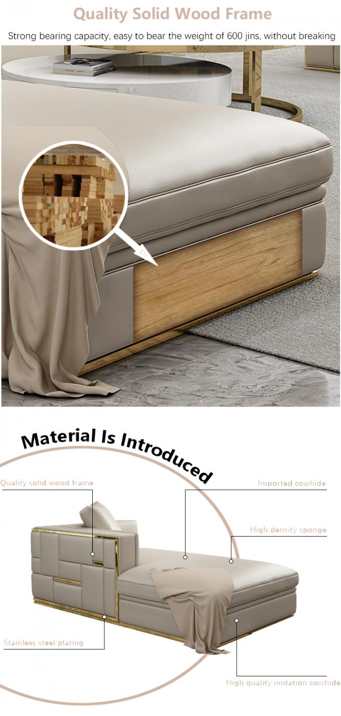 Teakholz Sofa mit 7 Sitzplätzen Modular-Lounge mit Lederpolsterung 7