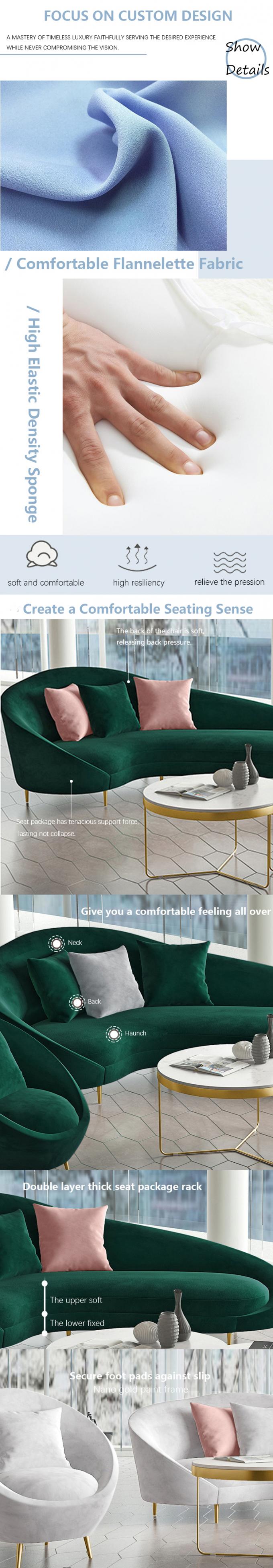 Wohnzimmer Ruhebereich Empfangsstuhl Set mit individueller Größe und Drei-Sitzer-Velvet-Sofa 6