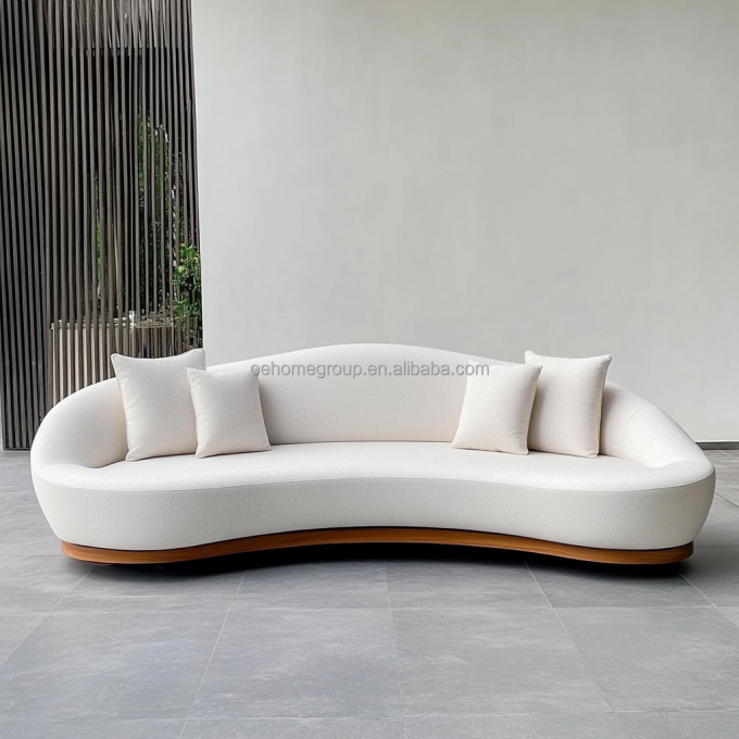 Italienischer Samt-Sofastoff, Freizeitsessel, geschwungenes Sofa-Set, modernes, einzigartiges Wohnzimmer-Sofa für moderne Lounge 4