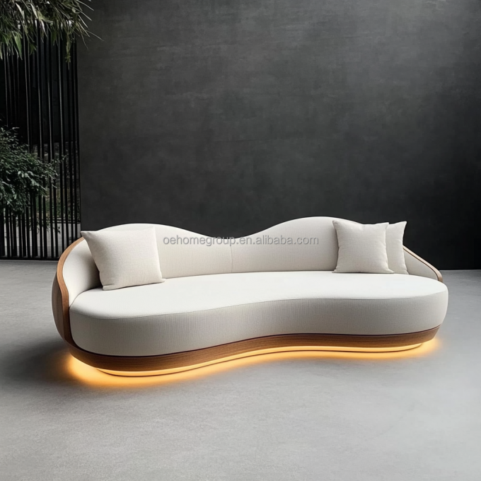 Kurve Modularen Schnalle Stoff Dekor Sofa Gemütliche Sektionelle Boden Ecke Sofa Möbel Modernes Wohnzimmer Set 1