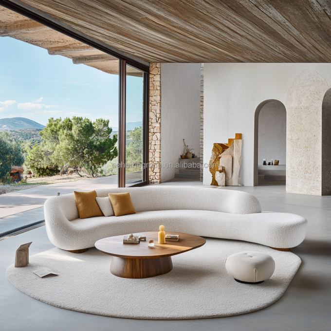 NO Aufblasbare moderne Design-Sektionssofa mit Eck-Stil und gebogenen modularen Samtgewebe 1