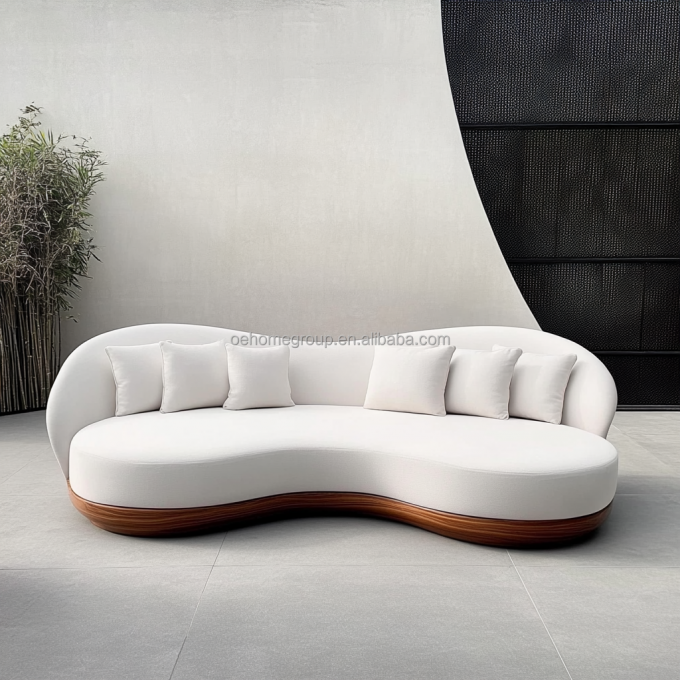 NO Aufblasbare moderne Design-Sektionssofa mit Eck-Stil und gebogenen modularen Samtgewebe 2