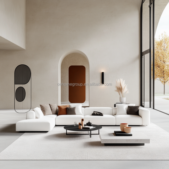 NO Aufblasbare moderne Design-Sektionssofa mit Eck-Stil und gebogenen modularen Samtgewebe 5