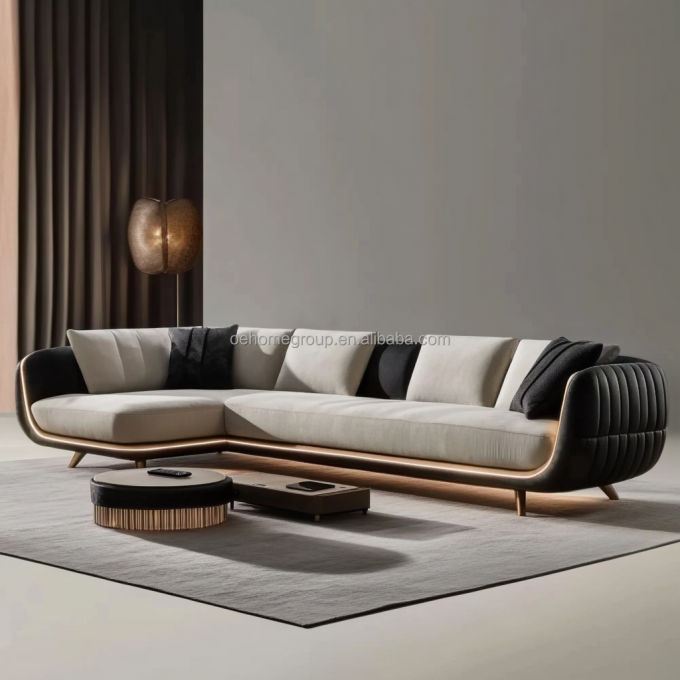 Moderne Polstersofa mit 2 oder 3 Sitzplätzen Leichtes Luxus Wohnzimmer Wohnzimmer Liebenssitz Sofas Ledersofa Set Möbel 5