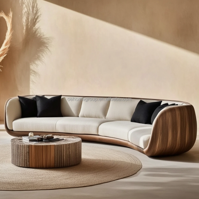 Modernes weißes Sofa mit Massivholzbein perfekt für Wohnzimmermöbel 2