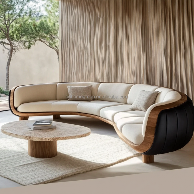 Modernes weißes Sofa mit Massivholzbein perfekt für Wohnzimmermöbel 3