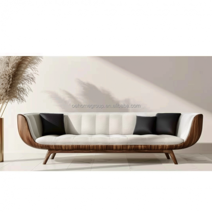 Modernes weißes Sofa mit Massivholzbein perfekt für Wohnzimmermöbel 5