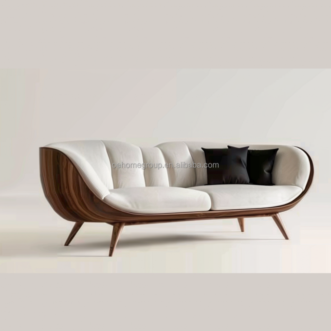 Modernes weißes Sofa mit Massivholzbein perfekt für Wohnzimmermöbel 6