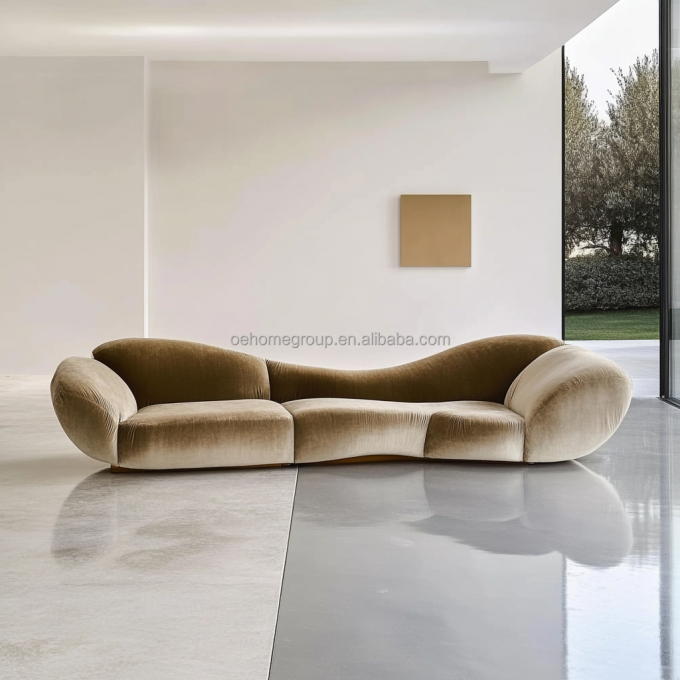 Ecksofa Samt-Stil Modernes Design Wohnzimmer U-förmig Hotel Licht Luxus Modular Kombination 1