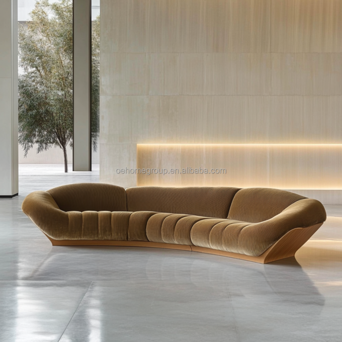 Ecksofa Samt-Stil Modernes Design Wohnzimmer U-förmig Hotel Licht Luxus Modular Kombination 3
