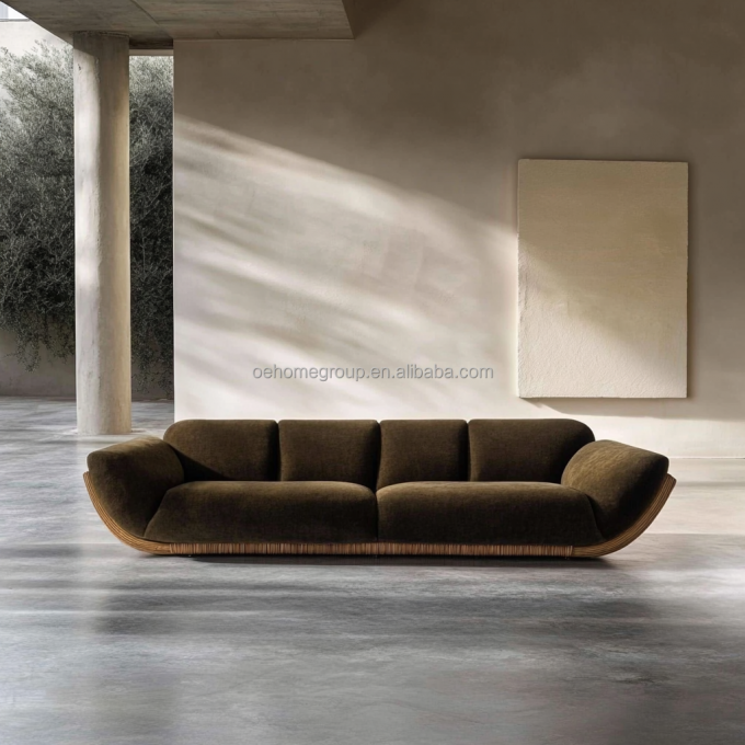 Ecksofa Samt-Stil Modernes Design Wohnzimmer U-förmig Hotel Licht Luxus Modular Kombination 5