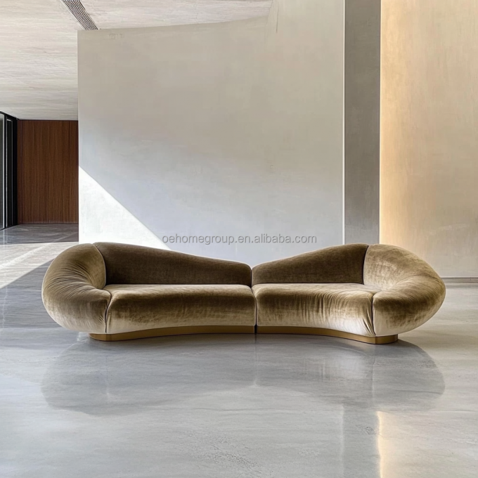 Ecksofa Samt-Stil Modernes Design Wohnzimmer U-förmig Hotel Licht Luxus Modular Kombination 6