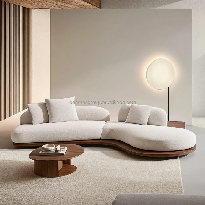Japanisches Design-Haus Walnussfarbenes Sofaset mit Holzbeinen und waschfreiem Technikgewebe 1