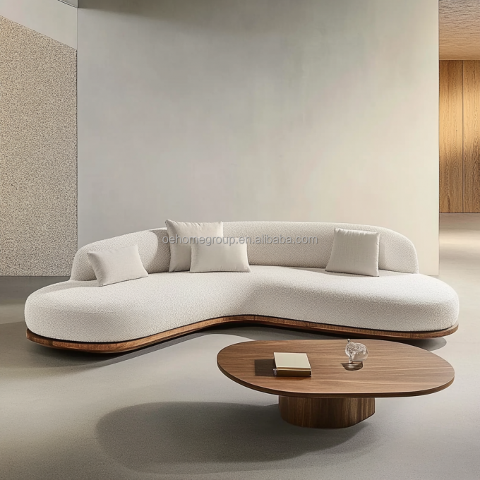 Japanisches Design-Haus Walnussfarbenes Sofaset mit Holzbeinen und waschfreiem Technikgewebe 2