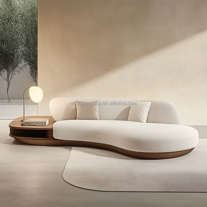 Japanisches Design-Haus Walnussfarbenes Sofaset mit Holzbeinen und waschfreiem Technikgewebe 3