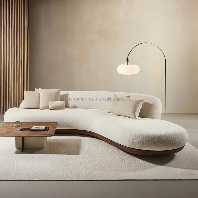 Japanisches Design-Haus Walnussfarbenes Sofaset mit Holzbeinen und waschfreiem Technikgewebe 4