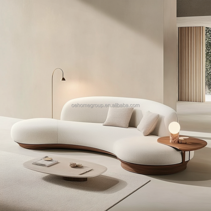 Japanisches Design-Haus Walnussfarbenes Sofaset mit Holzbeinen und waschfreiem Technikgewebe 5