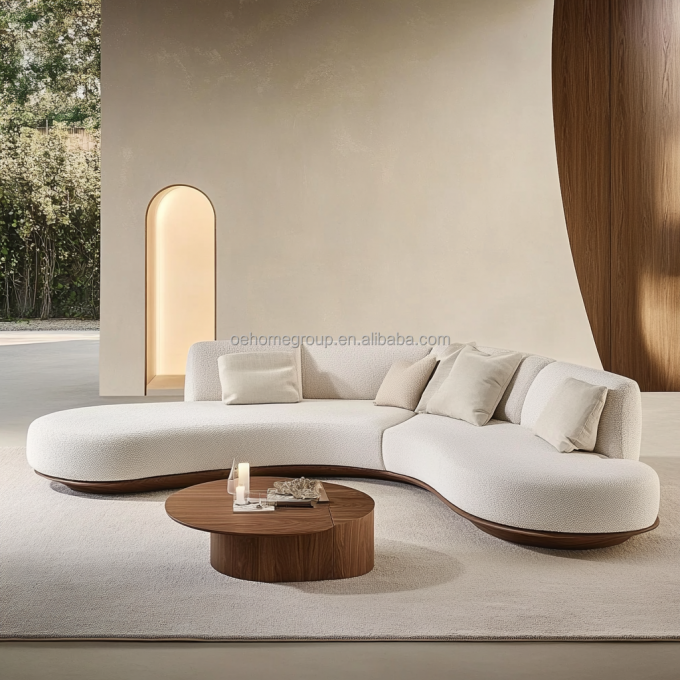 Japanisches Design-Haus Walnussfarbenes Sofaset mit Holzbeinen und waschfreiem Technikgewebe 6