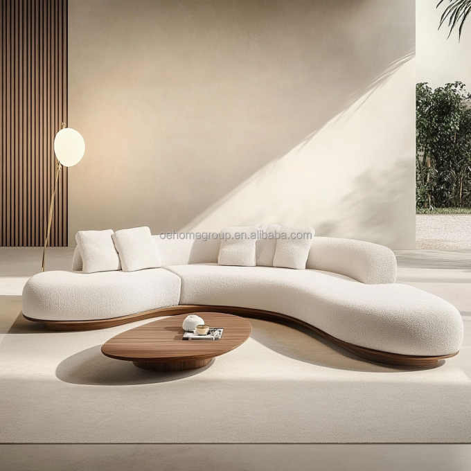 2 Liegesofas in Walnussfarbe im japanischen Wabi-Sabi-Stil für modernes Wohnzimmerdesign und Wohnmöbel-Set 3