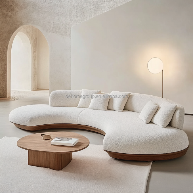 2 Liegesofas in Walnussfarbe im japanischen Wabi-Sabi-Stil für modernes Wohnzimmerdesign und Wohnmöbel-Set 5