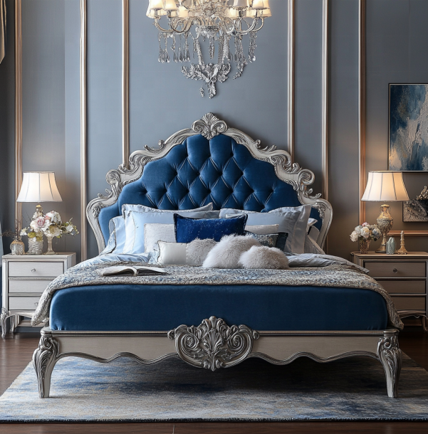 Elegantes klassisches Schlafzimmermöbel-Set mit Kingsize Spiegelkopfteil und modernem MDF-Material 2