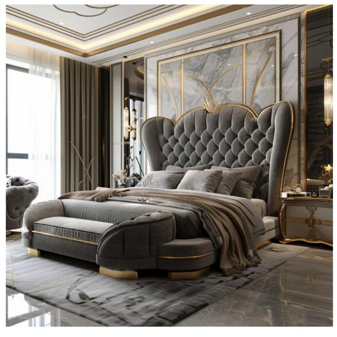 Hall Modernes Leder Master Bett Doppelbett Massivholz Stauraum Italienisches Leder Bettrahmen für Zuhause Hotel Apartment Möbel 1