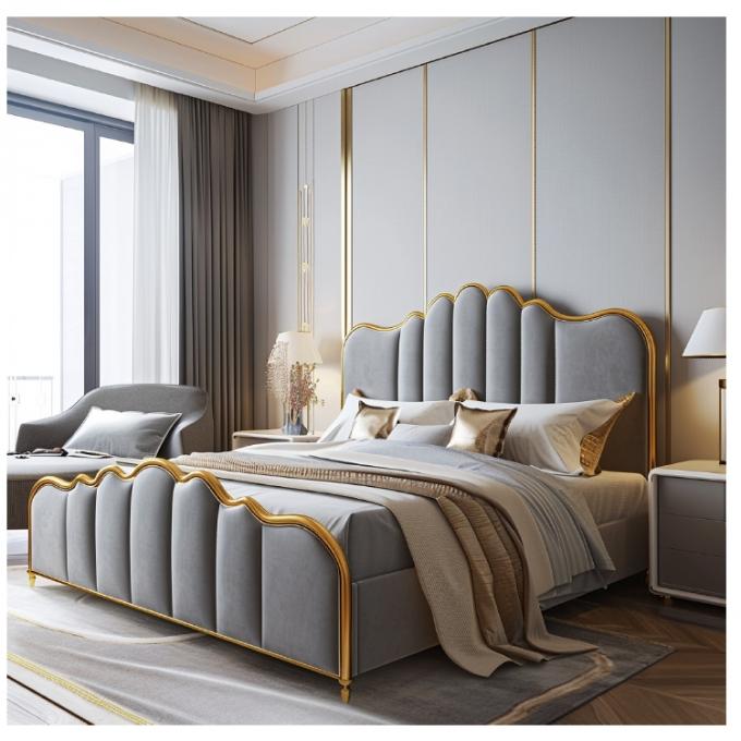 Hall Modernes Leder Master Bett Doppelbett Massivholz Stauraum Italienisches Leder Bettrahmen für Zuhause Hotel Apartment Möbel 3
