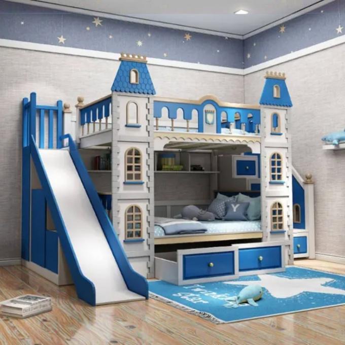 Muss haben Blau Schlafzimmer Möbel Massivholz und MDF Bunk Bett Für Jungen In Blau 3