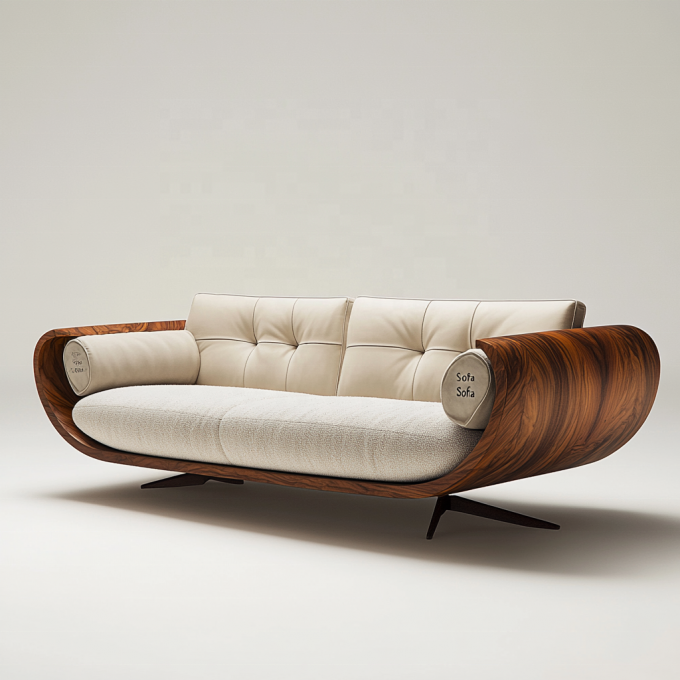 Elegantes Holz-Ecksofa-Ende, italienisches Designer-Modernes Wohnzimmer-Villa-Set mit luxuriösem Echtleder und Möbeln 6