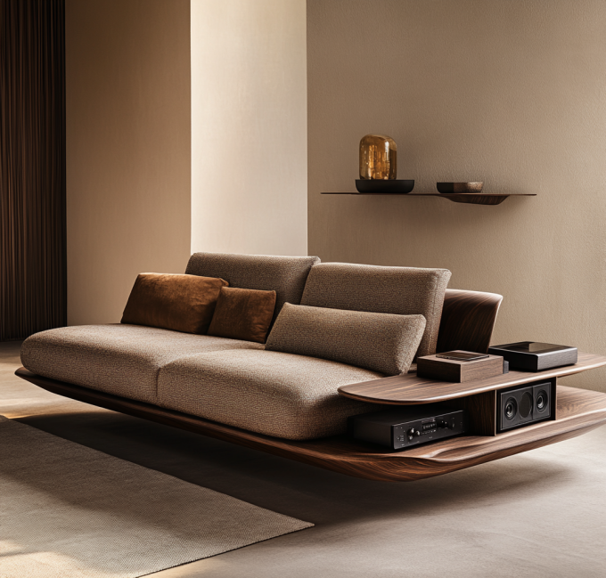 Wohnzimmermöbel italienisches modernes Ledersofa mit elegantes europäisches Holzdesign und Schwammfüllung 1
