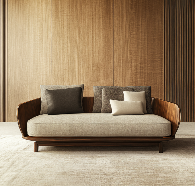 Wohnzimmermöbel italienisches modernes Ledersofa mit elegantes europäisches Holzdesign und Schwammfüllung 4