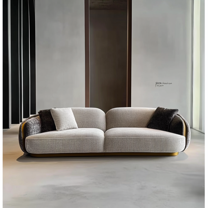 Moderne Minimalist Luxus Holzsofa Set Halbkreis Designer Runde geschwungene Couch zum Essen Wohn-Workshop 2