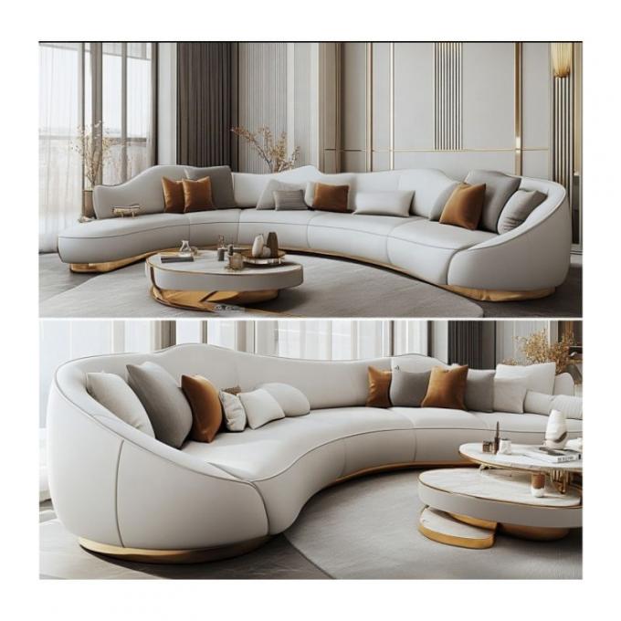 Samt- und Echtleder-Hotel-Sofagarnituren für multifunktionale Hotellobby-Möbel, Wohnzimmer oder Apartmentmöbel 1